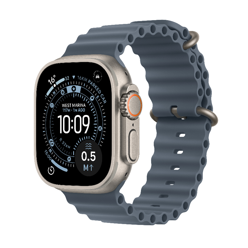 Apple Watch Ultra 3 49毫米 GPS + 流動網絡 原色鈦金屬錶殼 配 錨鐵藍色海洋錶帶